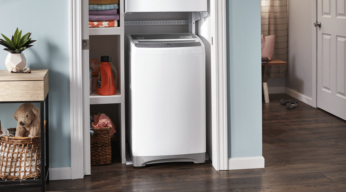 Compact washer inside a closet