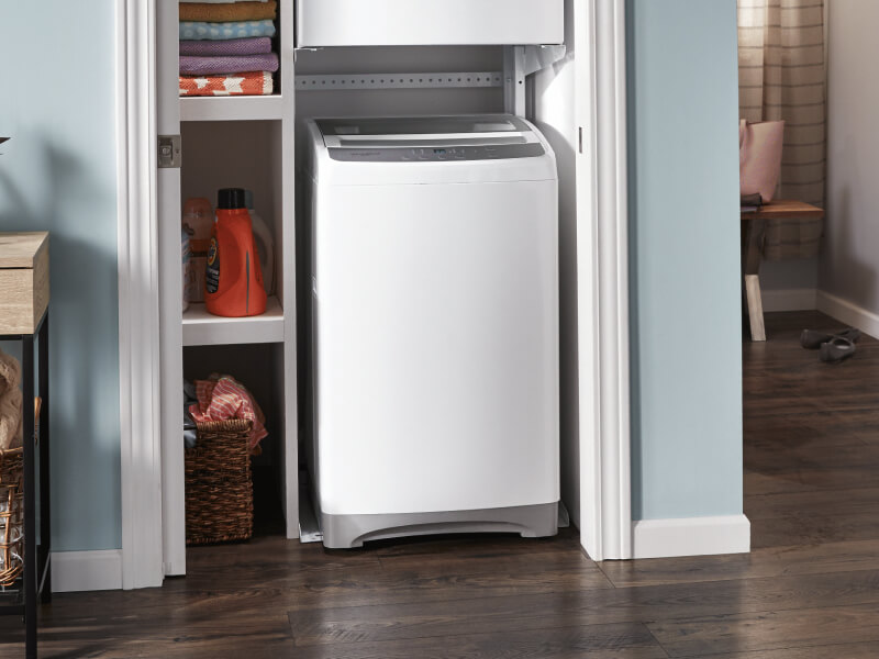 Compact washer inside a closet