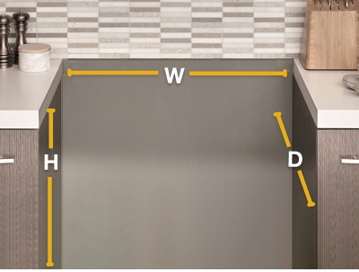 Empty stove cutout with dimension lines