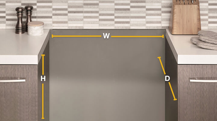 Empty stove cutout with dimension lines