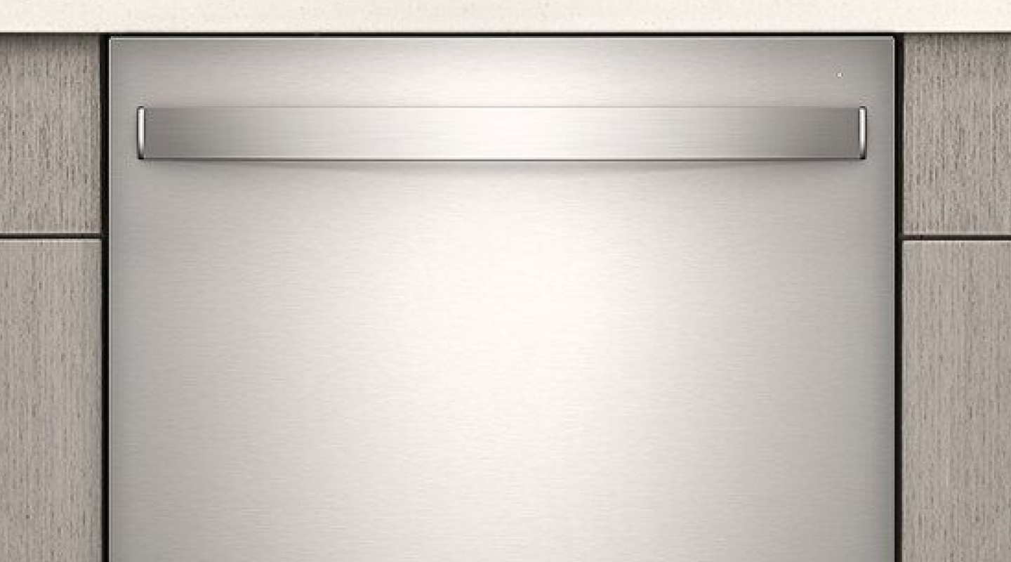 Exterior of a stainless steel top control dishwasher