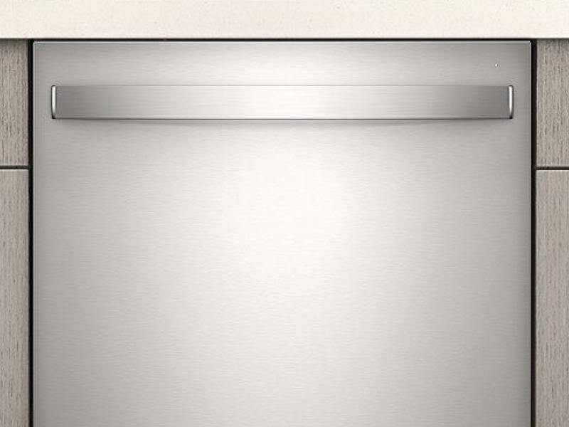 Exterior of a stainless steel top control dishwasher