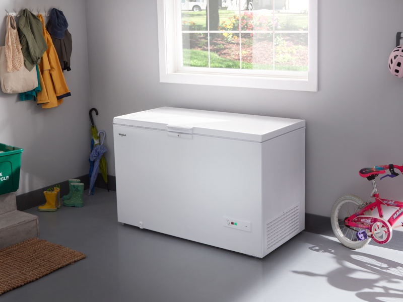 Chest freezer in a garage