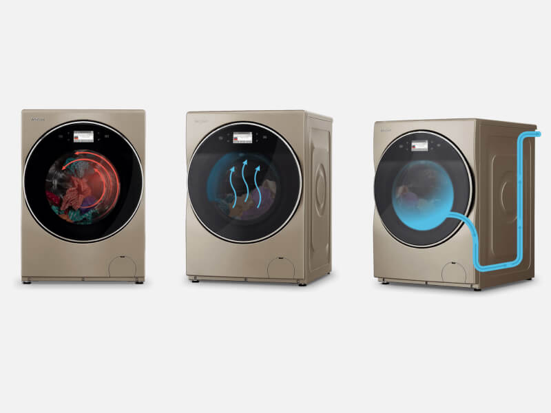 An image that demonstrates how a Whirlpool® All-In-One Washer Dryer Combo works