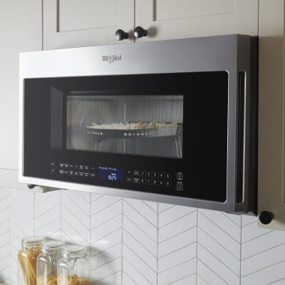 A microwave with food inside