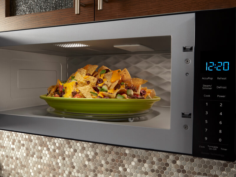 Nachos in an open microwave
