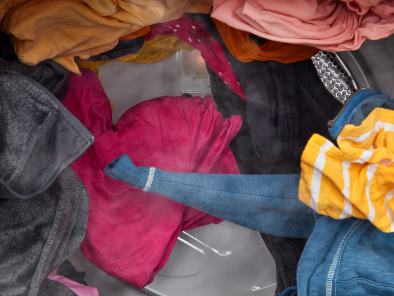 Clothes tumble in a dryer