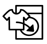 Shirt in front of washing machine icon