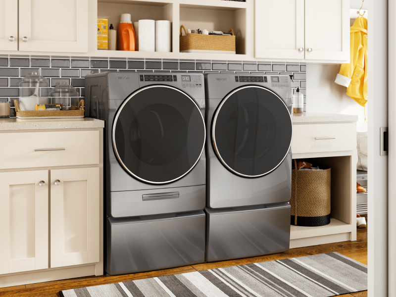 Whirlpool® washer and dryer set in laundry room