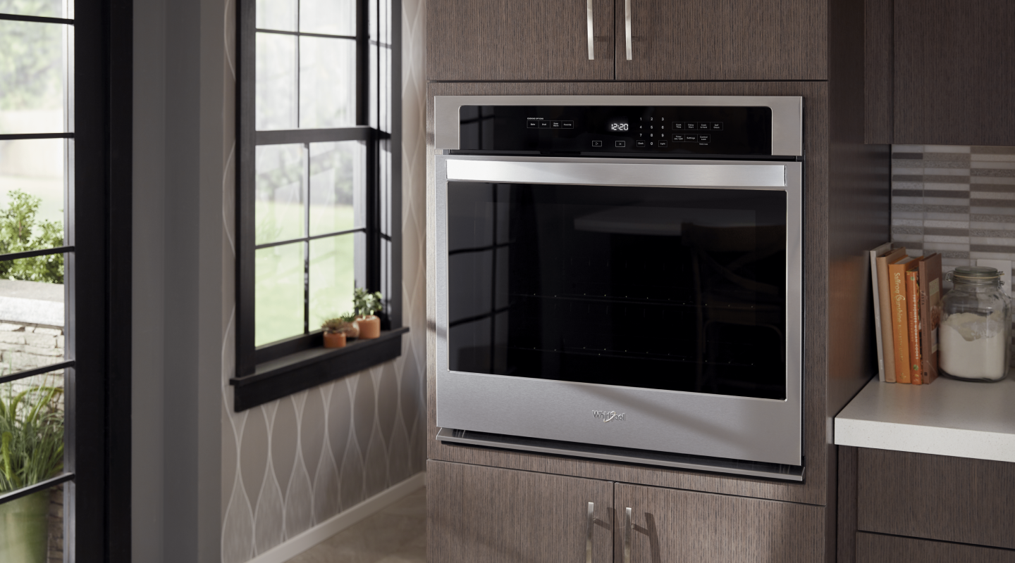 Black and silver Whirlpool oven