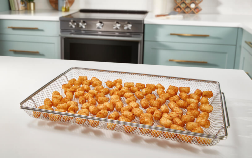 Tater tots in a fryer basket
