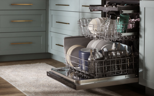 Fully loaded Whirlpool® Dishwasher with three racks 