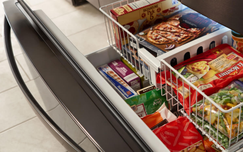 Frozen food inside a freezer