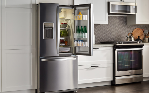 Stainless steel French door refrigerator