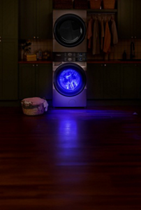 A Whirlpool® Laundry Tower Set in a laundry room