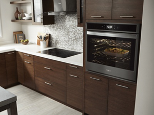 Modern kitchen with smart wall oven