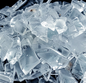 A close-up of flaked ice