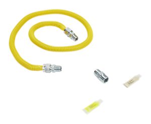 4' Gas Range Connector Kit with two 1/2" & one 3/4" male/female connectors, and sealant