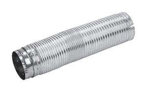 5' Dryer Exhaust Duct of snap-lock metal, with 1 male fitting and 1 female fitting for standard 4" exhaust openings
