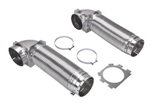 4' Silver Dryer Vent Kit with 2 flexible metal vent pieces, 2 close-quarter elbows, and clamps - 2 pack