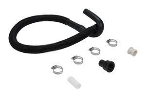 4' Black flexible washer drain hose extension kit with rubber U-nozzle, reducer couplings & clamps - 1 pack